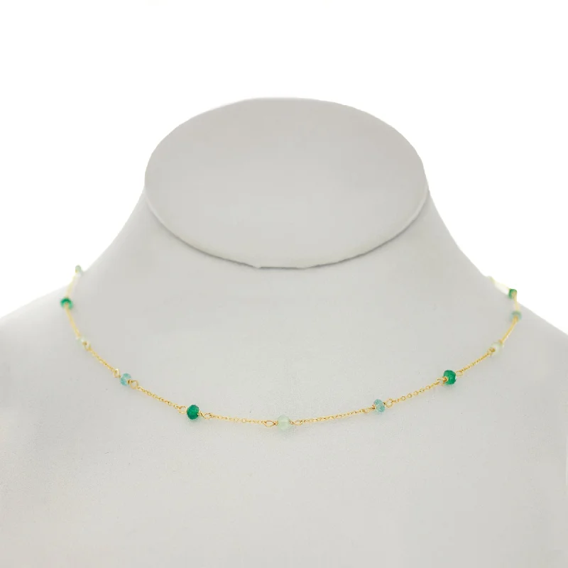 unique charm necklaces for women -Seafoam Green - Green Onyx, Topaz, Chrysoprase Between Chain Necklace