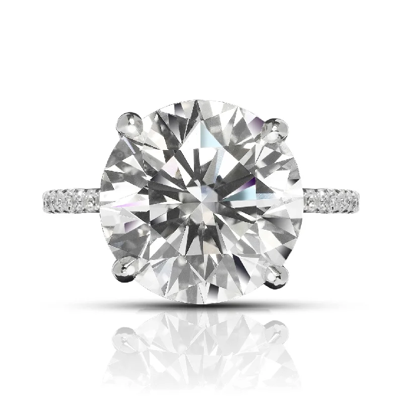 beautiful cocktail rings for women -RILEY 7 CARAT ROUND CUT I  COLOR SI2 CLARITY DIAMOND ENGAGEMENT RING 18K WHITE GOLD GIA CERTIFIED 6 CT I SI1 BY MIKE NEKTA