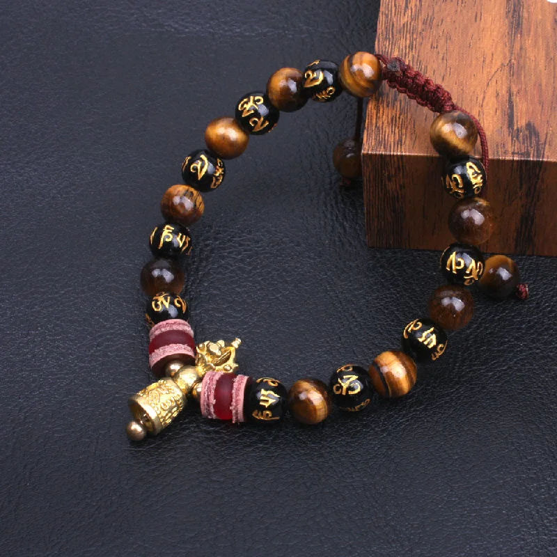 elegant silver bracelets -Royal Mantra Tiger Eye Bracelet