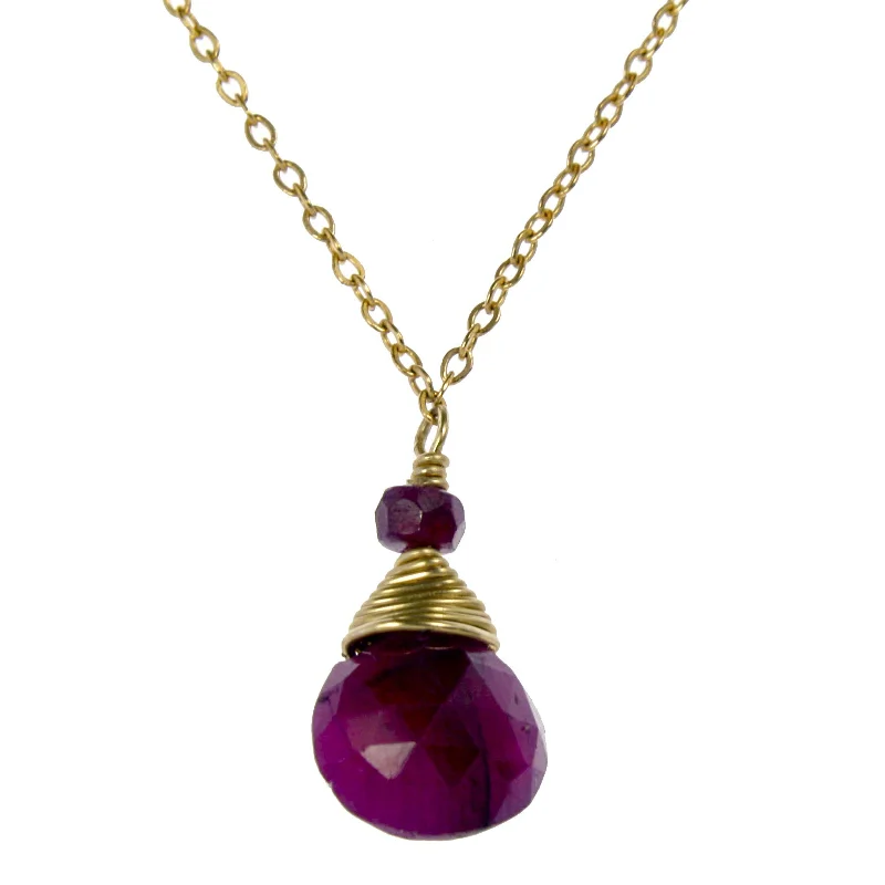 minimalist gold necklaces for women -Ruby One Drop Necklace