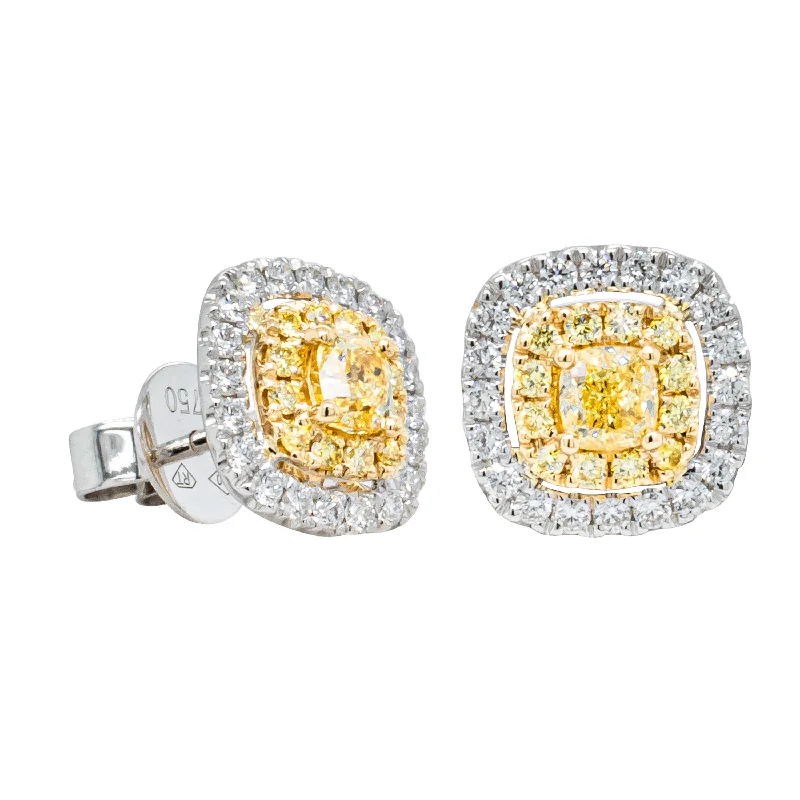 chic gold earrings -18ct White & Yellow Gold .67ct Yellow Diamond Earrings