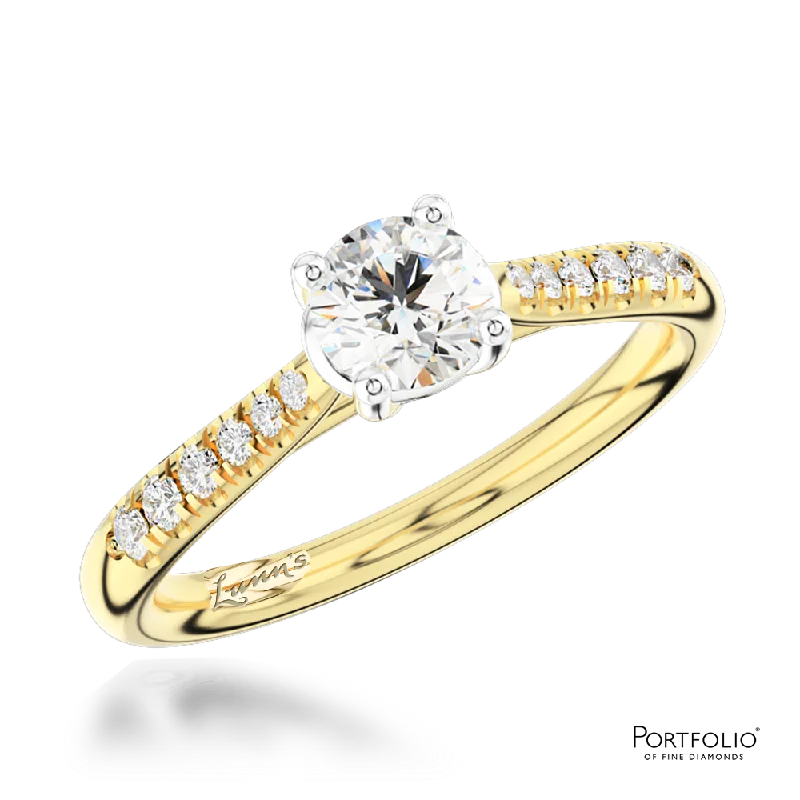 unique silver rings for women -Solitaire 0.40ct E SI1 Diamond Yellow Gold/Platinum Ring