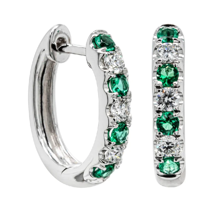 pearl earrings for women -18ct White Gold Emerald & Diamond Meridien Earrings