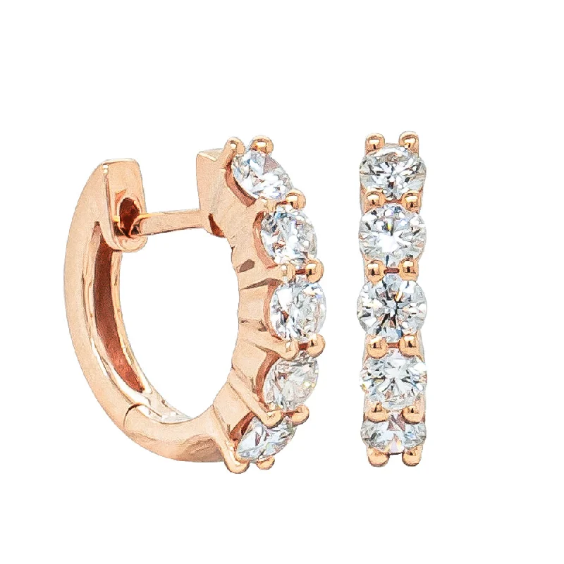 elegant hoop earrings -18ct Rose Gold .70ct Diamond Hoops