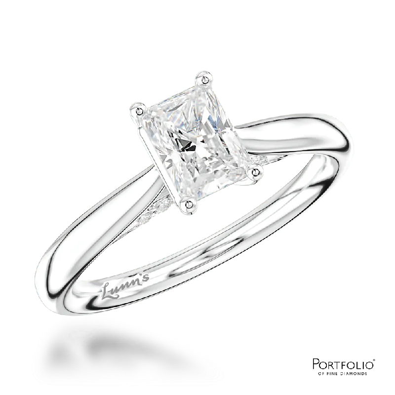 gold wedding bands for women -Solitaire 0.70ct G SI1 Diamond Platinum Ring