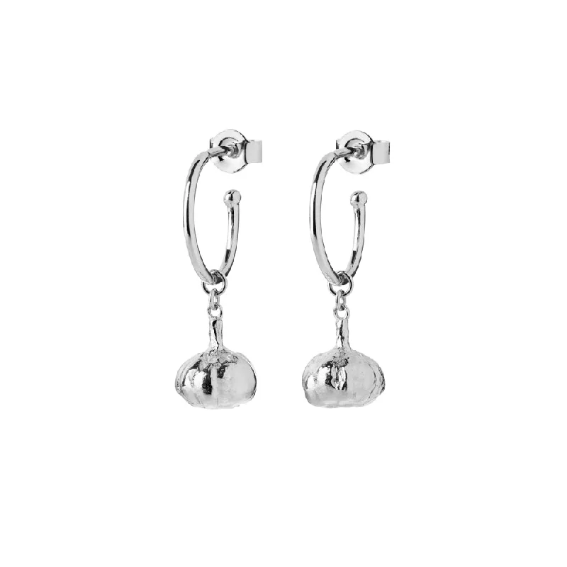 trendy ear climbers for women -Karen Walker Garlic Hoop Earrings - Sterling Silver