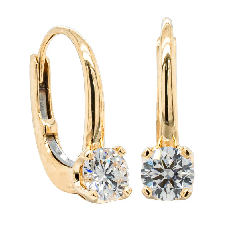 modern earrings for women -18ct Yellow Gold .60ct Diamond Blossom Hook Earrings