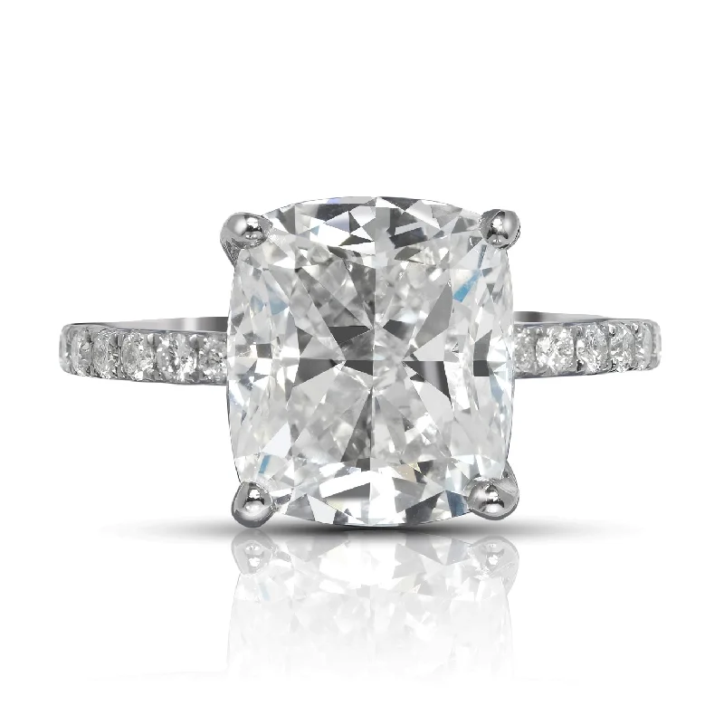 rings for special occasions -LUCY 6 CARAT CUSHION CUT G COLOR VS1 CLARITY DIAMOND ENGAGEMENT RING PLATINUM GIA CERTIFIED 5CT G VS1 BY MIKE NEKTA