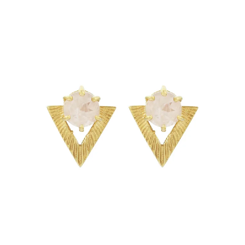 gold plated earrings -Zoe & Morgan Violet Stud Earrings - Gold Plated & Rose Quartz