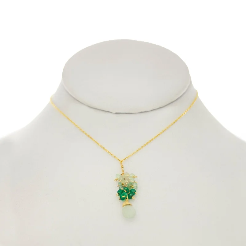 gold chain necklaces for women -Seafoam Green - Aquamarine Drop Cluster Necklace