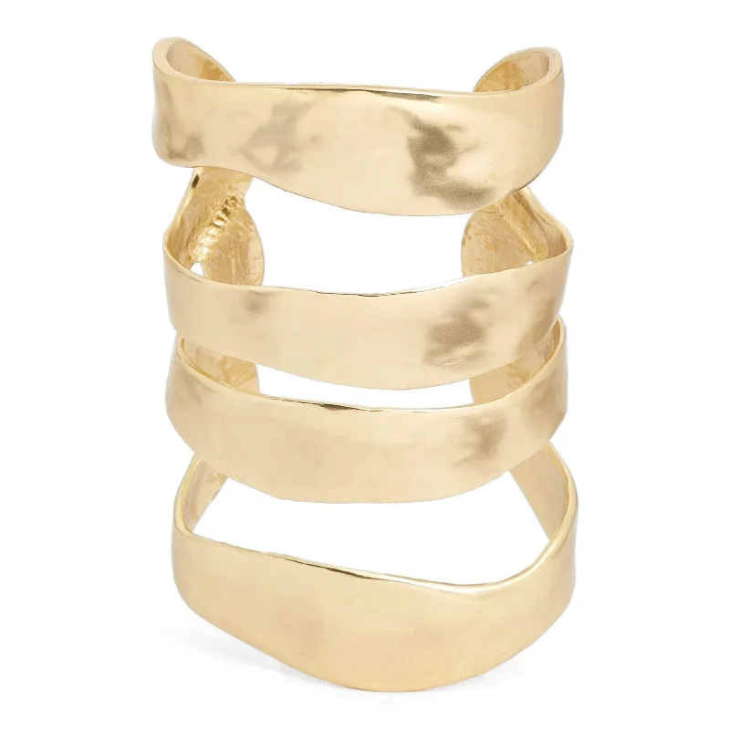 elegant gold bracelets for women -Four Row Cuff Bracelet