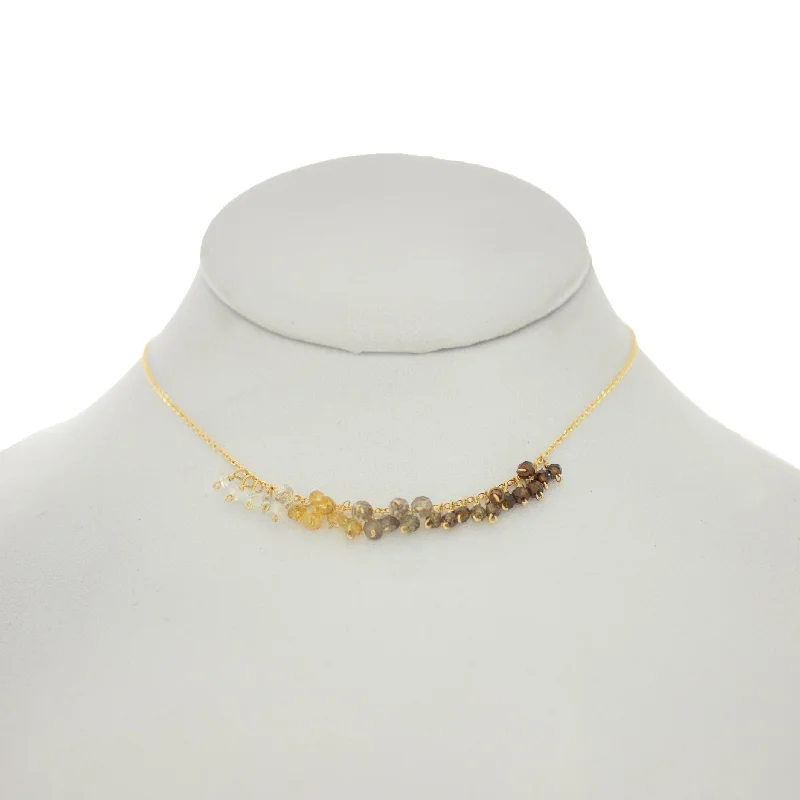 high-end necklaces for women -Olivine - Smokey Topaz, Garnet, Citrine, Lemon Topaz rondelles Dangle Necklace