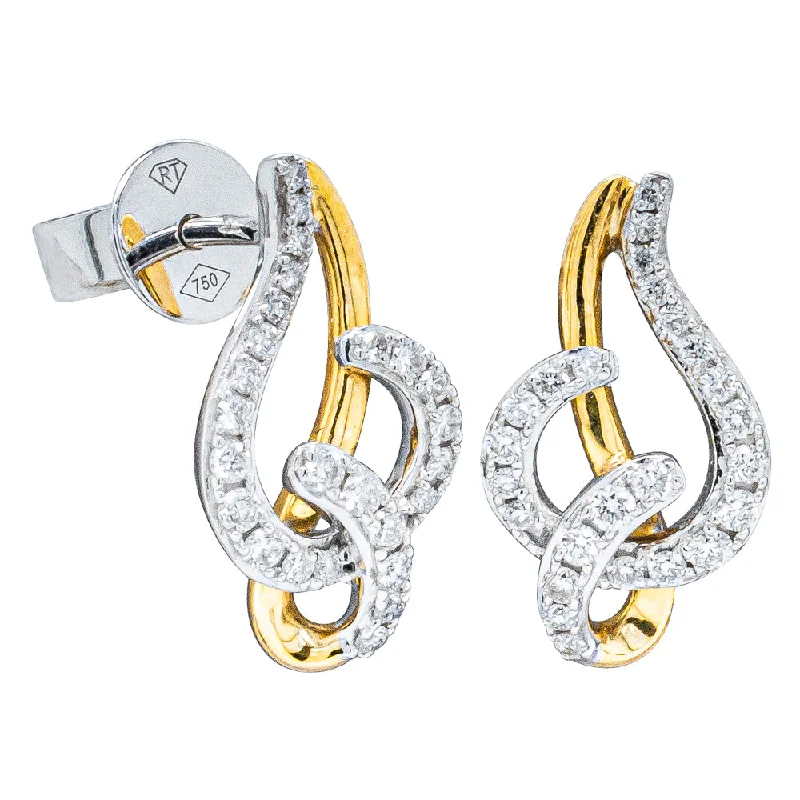 designer earrings for women -18ct Yellow & White Gold Diamond Earrings