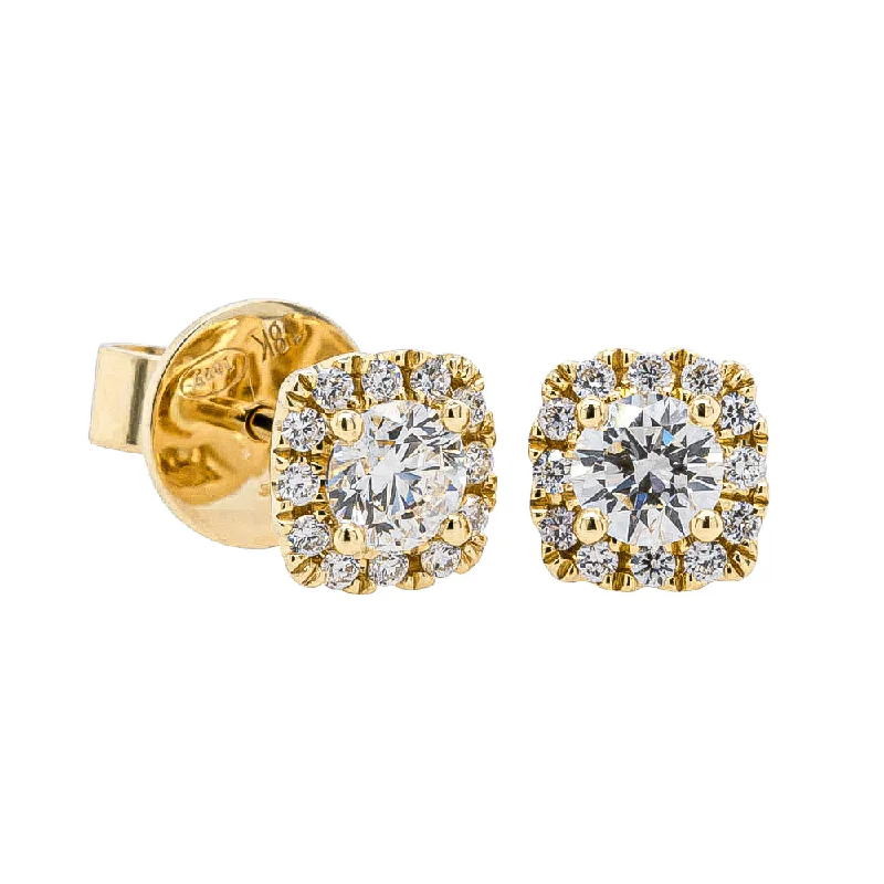 elegant gold earrings for women -18ct Yellow Gold .60ct Diamond Peony Stud Earrings