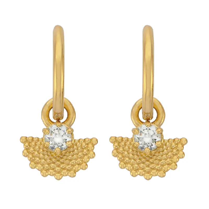 trendy statement earrings for women -Zoe & Morgan Eos Earrings - Gold Plated & White Zircon