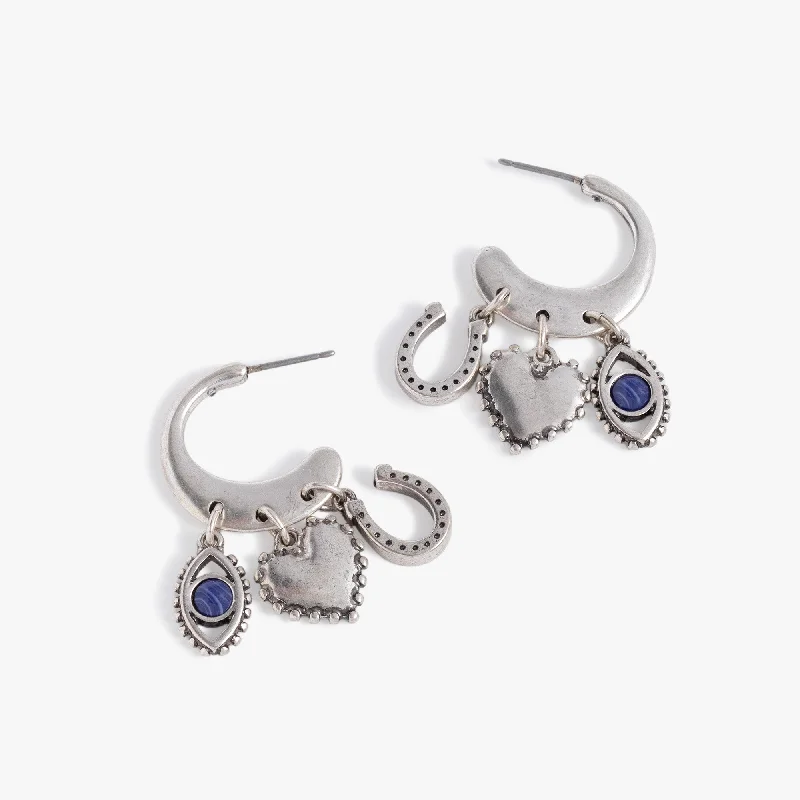 matching earrings for women -Multicharm Hoop Earrings