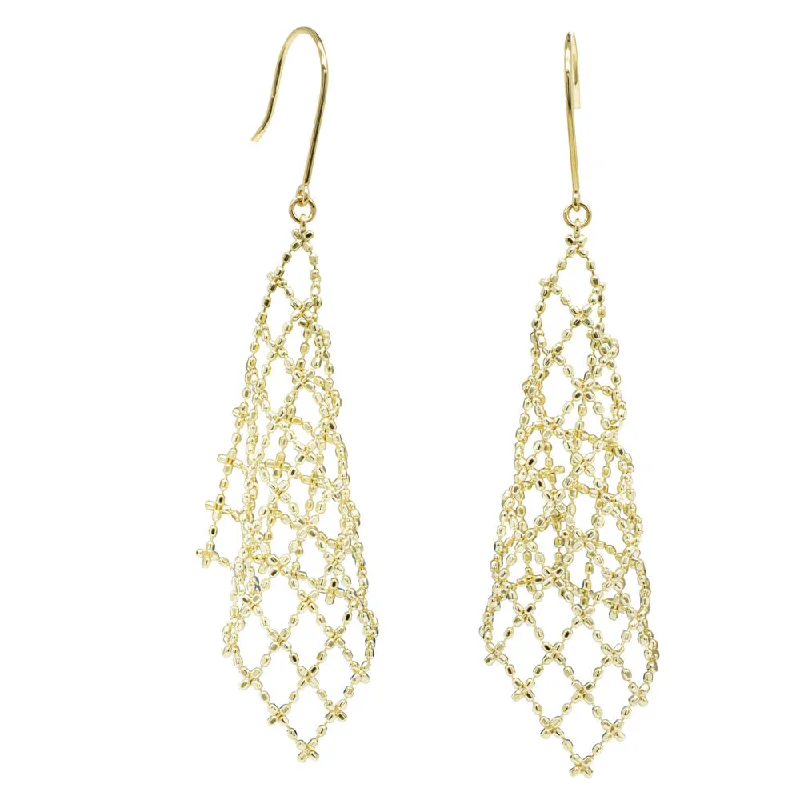 women’s large stud earrings -18ct Yellow Gold Latticework Drop Earrings