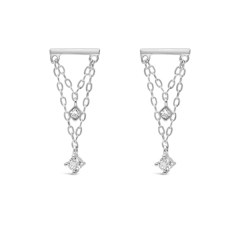 classic diamond earrings -DOUBLE LAYERED STUD SILVER EARRING