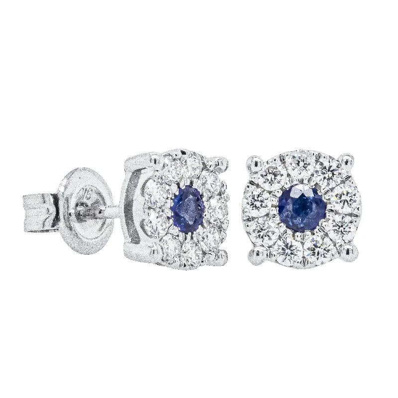 gold drop earrings for women -9ct White Gold Sapphire & Diamond Galaxy Studs