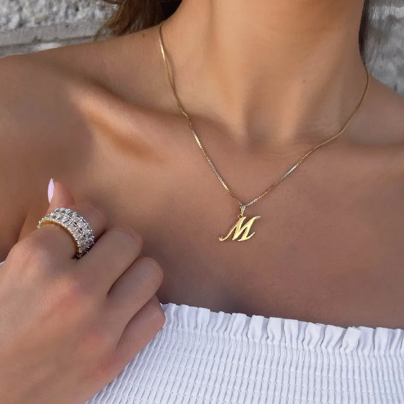 silver chain necklaces for women -Small Script Initial Necklace