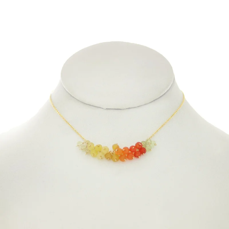 gemstone pendant necklaces for women -Orange & Lemon  - Marigold color gemstones dangle on 14k gold filled chain