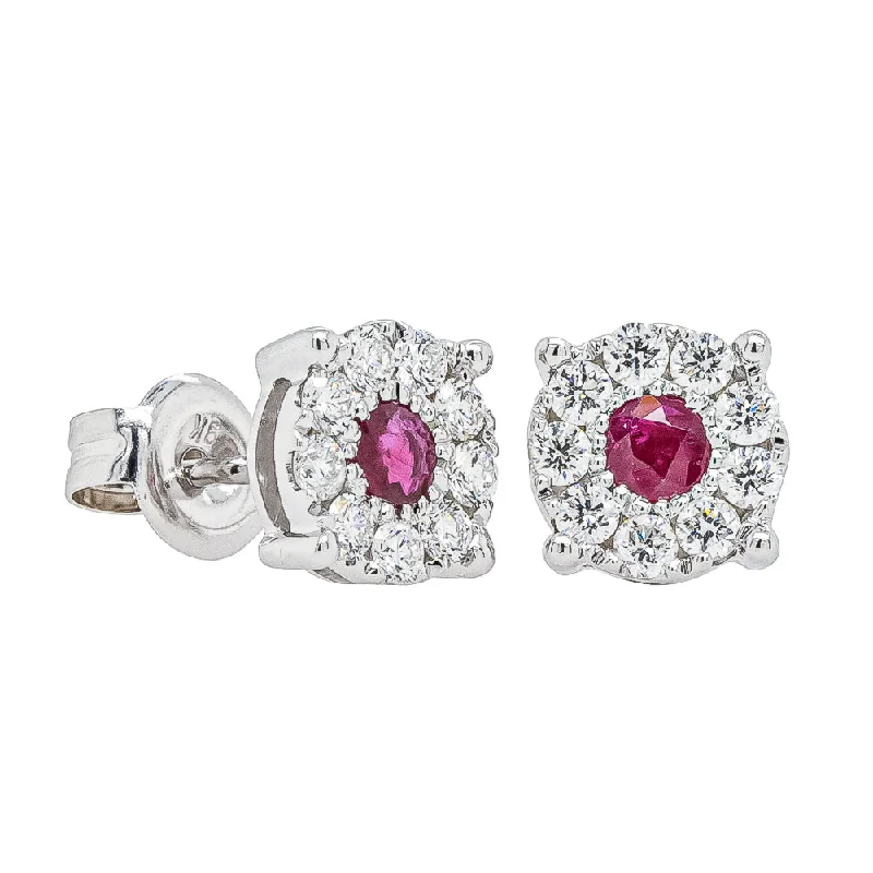 elegant drop earrings for women -9ct White Gold Ruby & Diamond Galaxy Studs