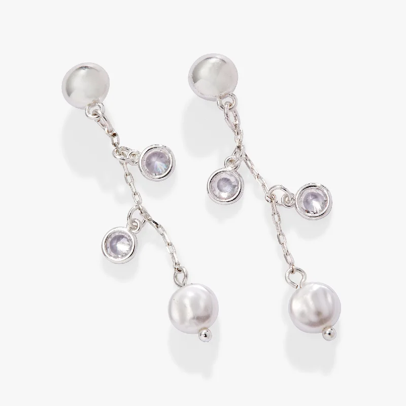 vintage earrings for women -Crystal + Pearl Drop Earrings