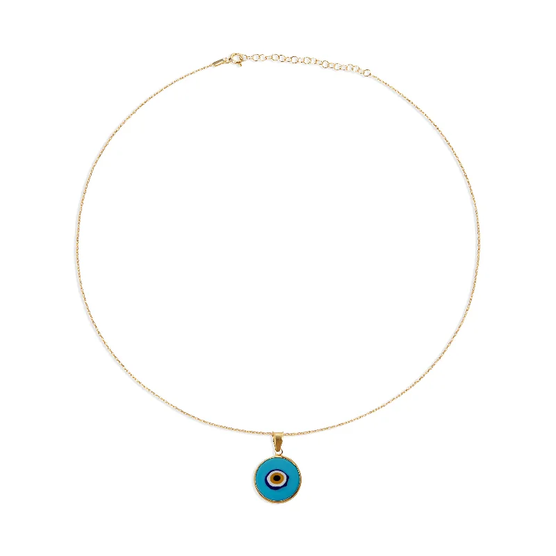 high-end necklaces for women -THE LIGHT BLUE ACRYLIC EVIL EYE PENDANT NECKLACE