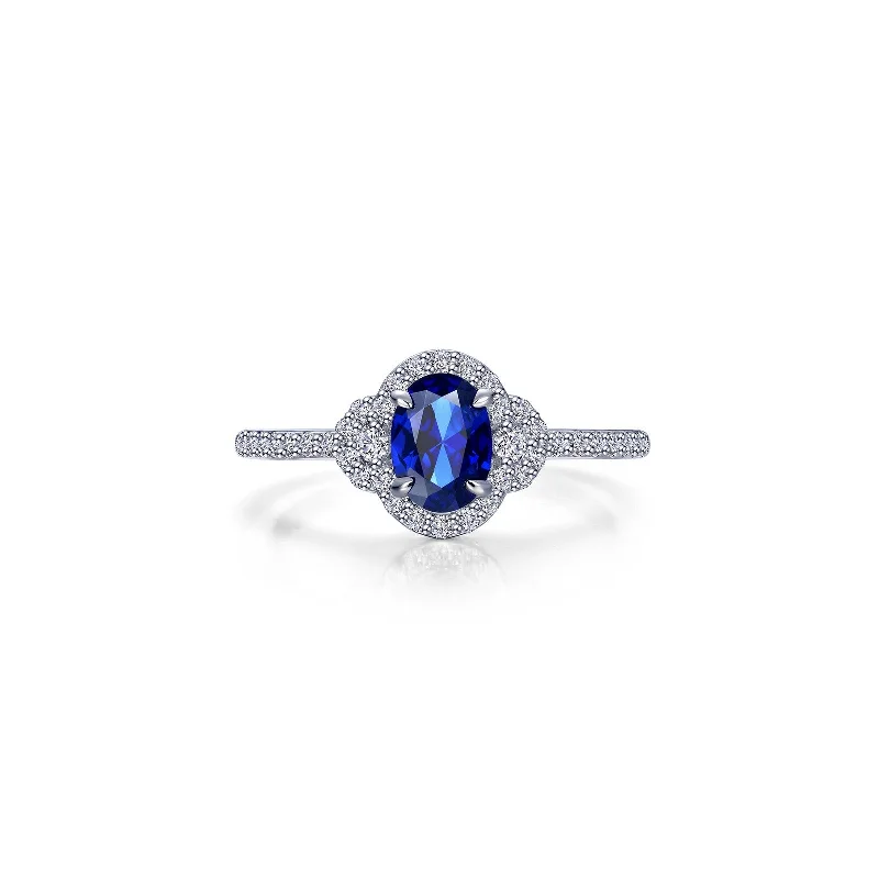 custom rings for women -Lafonn Classic Oval Sapphire Ring R0538CSP