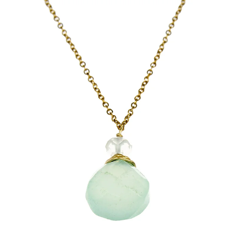 charm pendant necklaces for women -Green Chalcedony One Drop Necklace