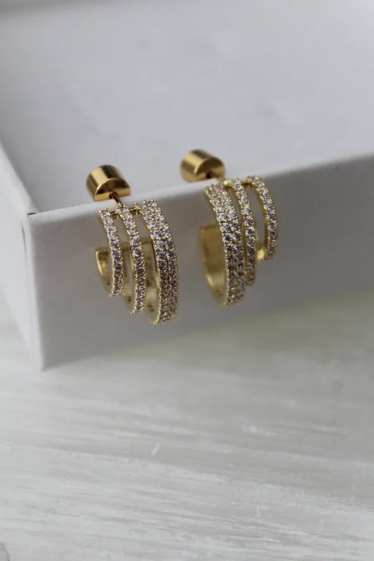 gold plated earrings -Fiji CZ Stud Hoops