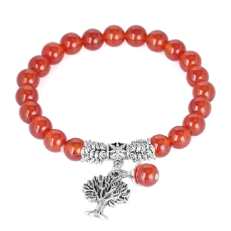 silver bracelets for women -Tree of Life Carnelian Bracelet