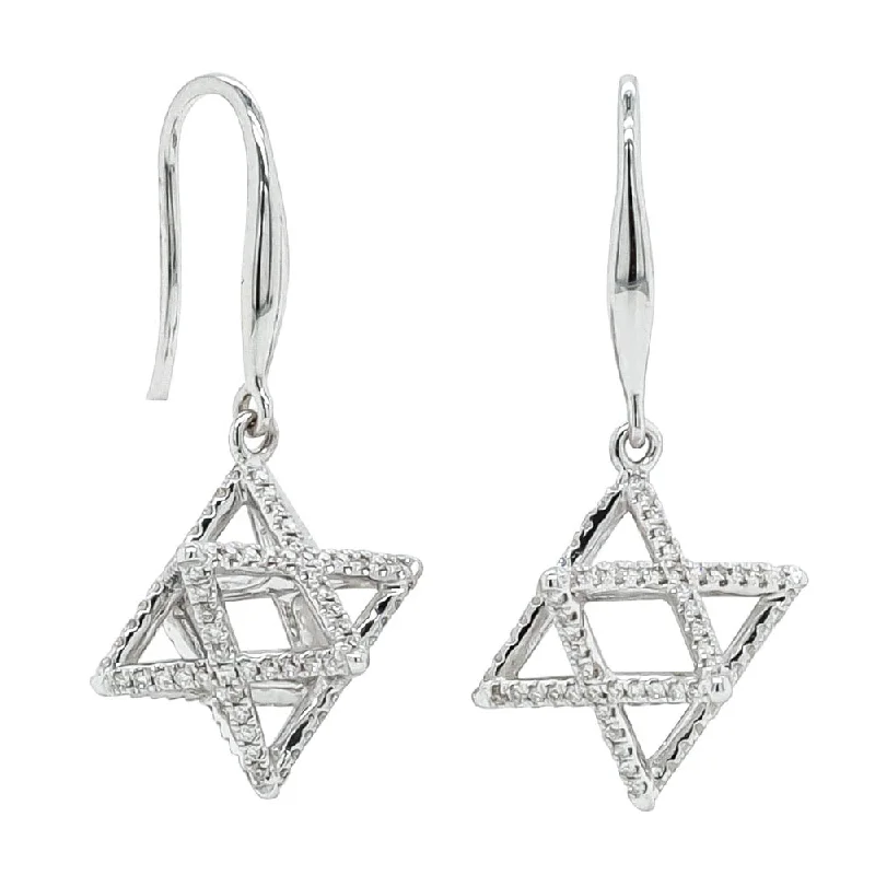 fashionable drop earrings -18ct White Gold .34ct Diamond Merkaba Star Earrings