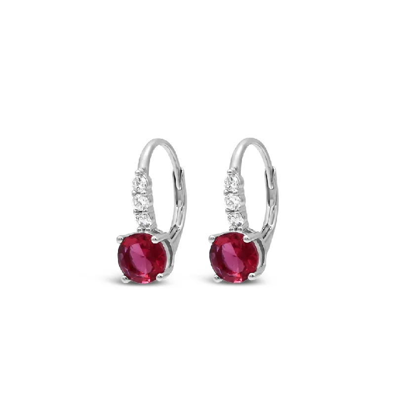 sterling silver hoop earrings -COLORED ROUND STONE HOOP SILVER EARRING