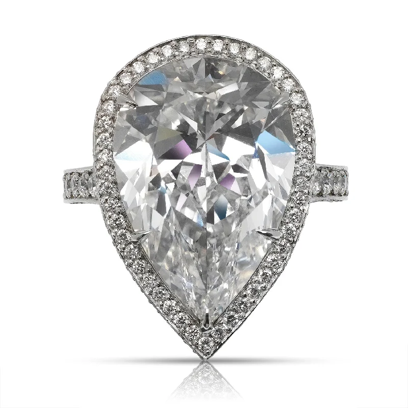 women’s solitaire diamond rings -MELA 12 CARAT PEAR SHAPE F COLOR VS1 CLARITY DIAMOND HALO ENGAGEMENT RING PLATINUM GIA CERTIFIED 10 CT F VS1 BY MIKE NEKTA