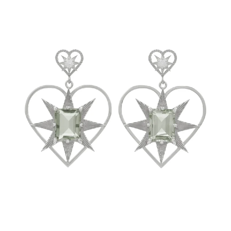 hoop earrings for women -Zoe & Morgan Shining Heart Earrings - Sterling Silver