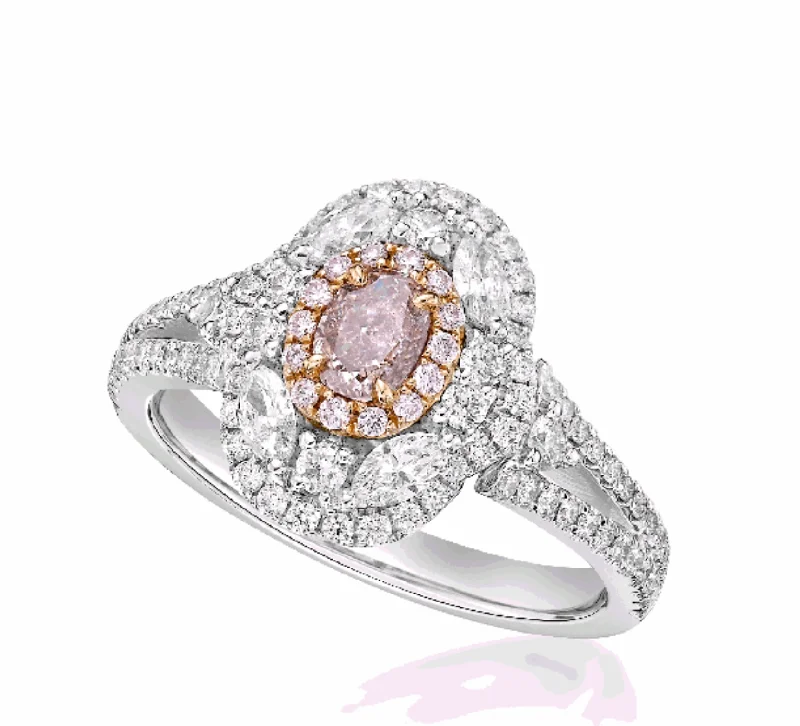 luxury rings for engagement -KELLY 1 Carat Oval Cut Fancy Pink Halo Diamond Engagement Ring GIA Certified by Mike Nekta NYC