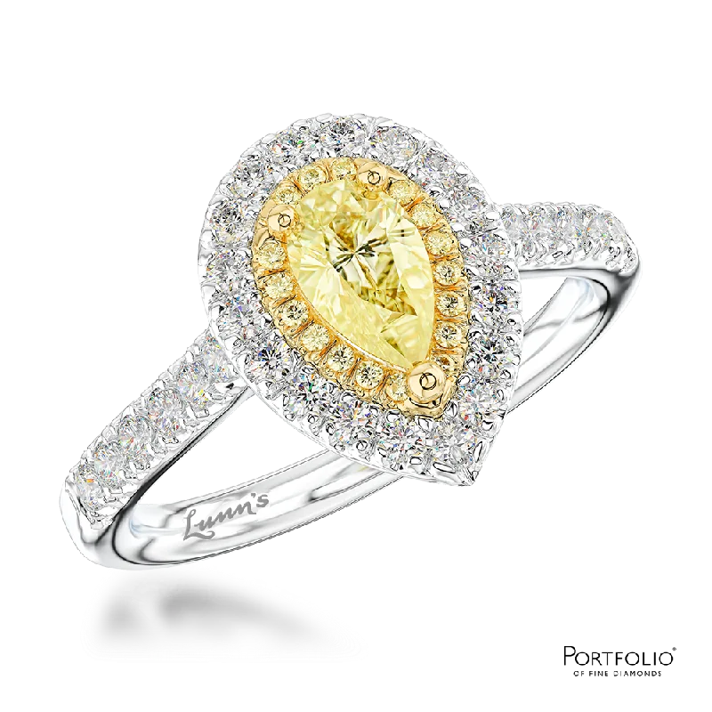 women’s promise rings -Cluster 0.50ct Fancy Light Yellow VS2 Yellow Diamond Platinum/Yellow Ring