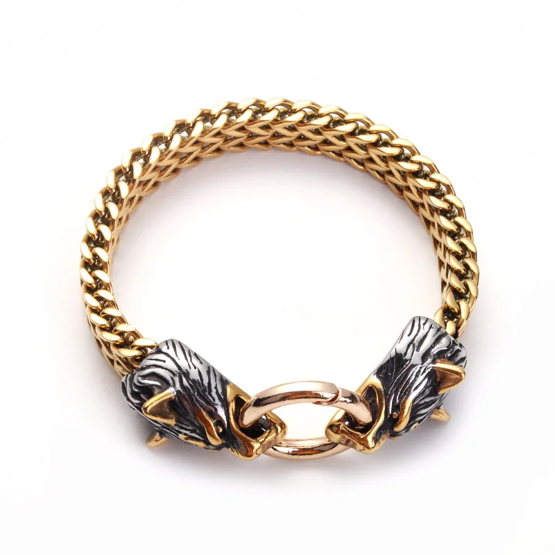 gold-plated bangles for women -Viking Wolf Titanium Bracelet