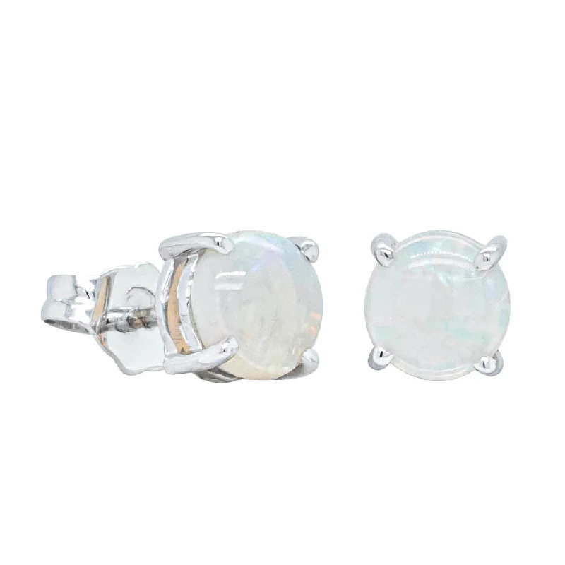 women’s pearl stud earrings -14ct White Gold Opal Stud Earrings