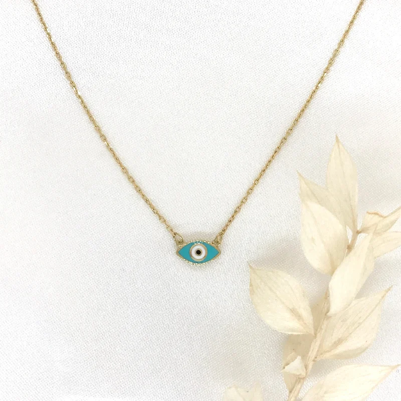 charm pendant necklaces for women -10k Yellow Gold Evil Eye Necklace