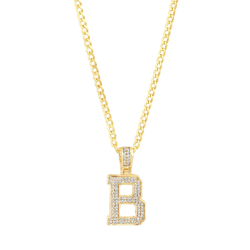 minimalist necklaces for women -THE ICED OUT VARSITY LETTER PENDANT NECKLACE