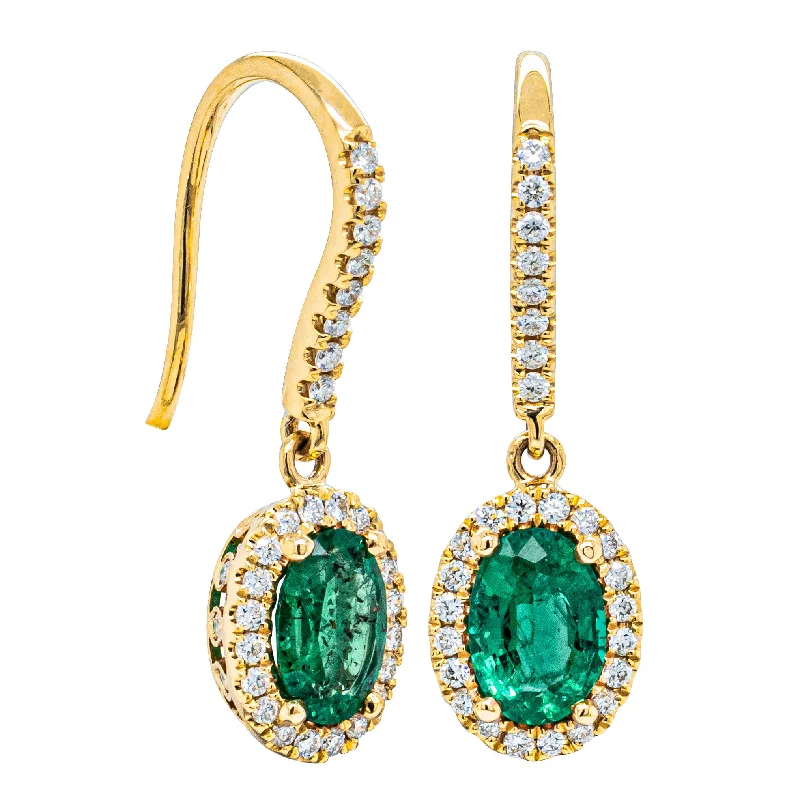 minimalist earrings for women -18ct Yellow Gold 1.32ct Emerald & Diamond Mini Sierra Earrings