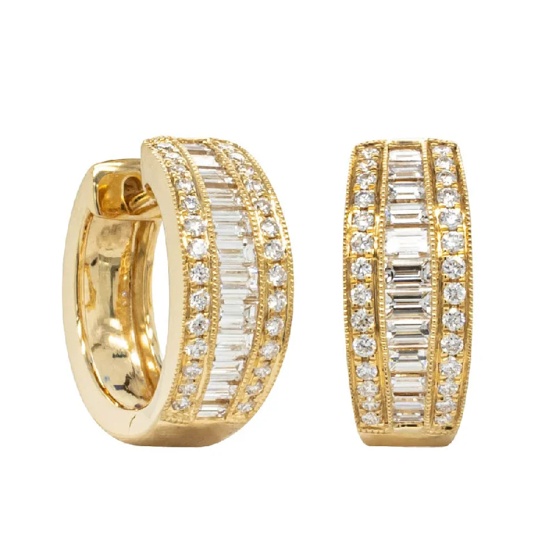 cute earrings for women -18ct Yellow Gold Diamond Imperial Hoop Earrings