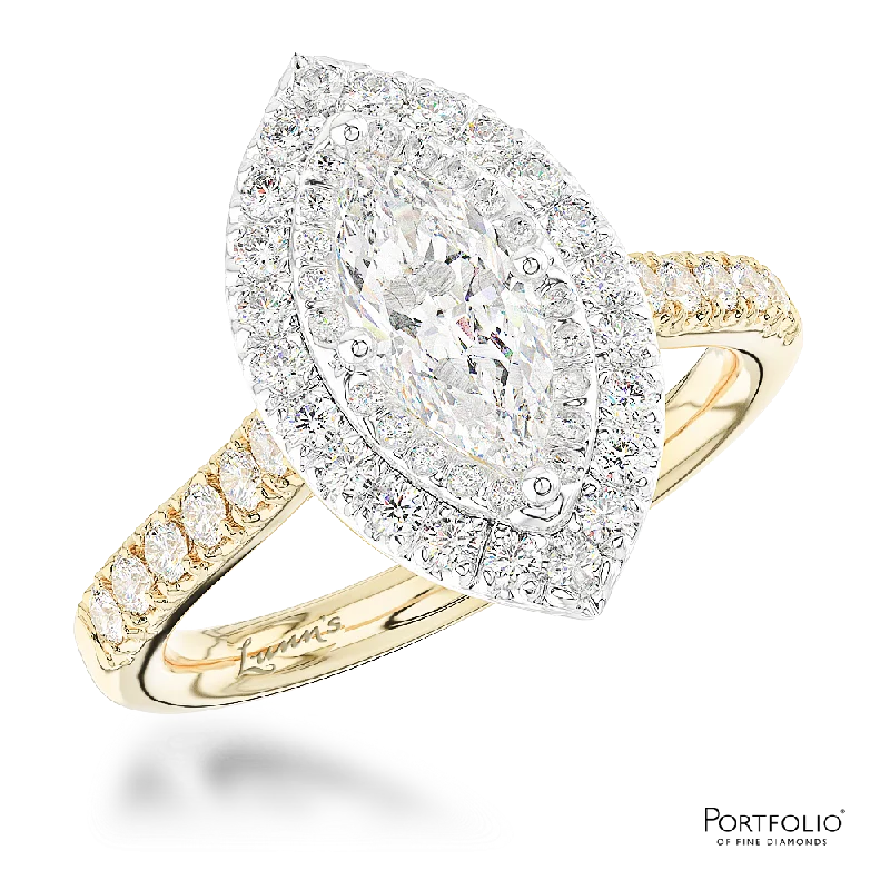 rose gold rings for women -Cluster 1.01ct F SI2 Diamond Yellow Gold/Platinum Ring