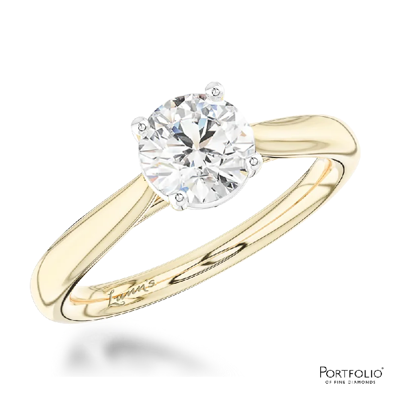 custom silver rings for women -Solitaire 0.70ct G SI2 Diamond Yellow Gold/Platinum Ring