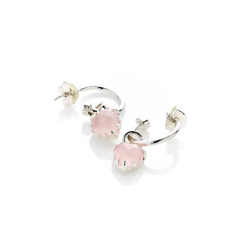 gold earrings for women -Stolen Girlfriends Club Love Anchor Earrings - Sterling Silver & Rose Quartz