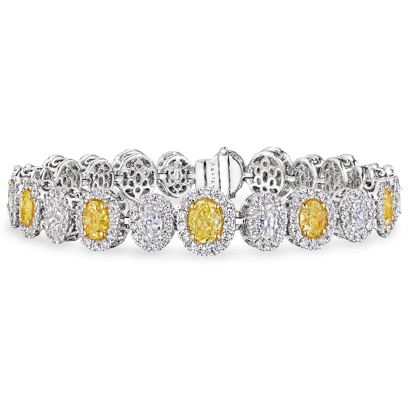 personalized bangles for women -Oval Cut Fancy Yellow Diamond Bracelet, 6 CT