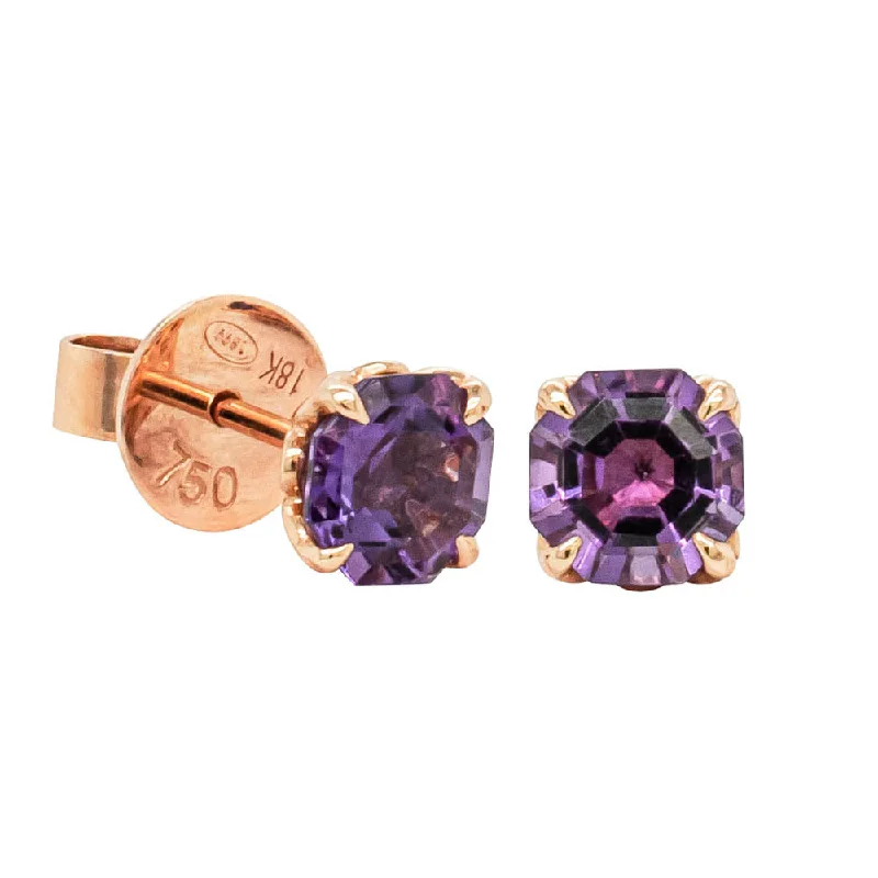 women’s bold earrings -18ct Rose Gold Amethyst Octavia Stud Earrings