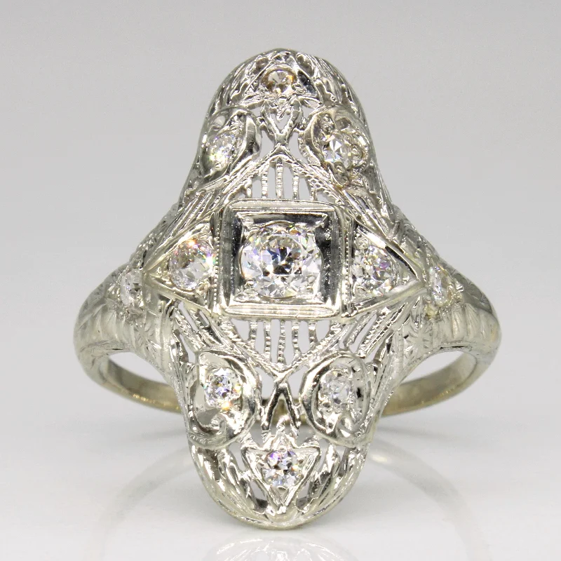 women’s infinity rings -1930s Old European Cut Diamond and Filigree Ring | 0.44ctw SI2 H | SZ 8 |